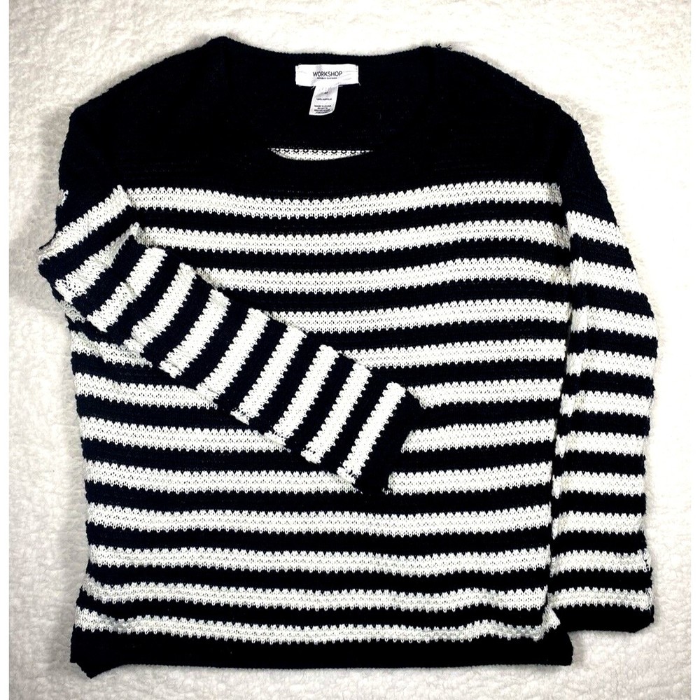 Workshop Republic Clothing‎ Sweater M Women Black Striped Pullover